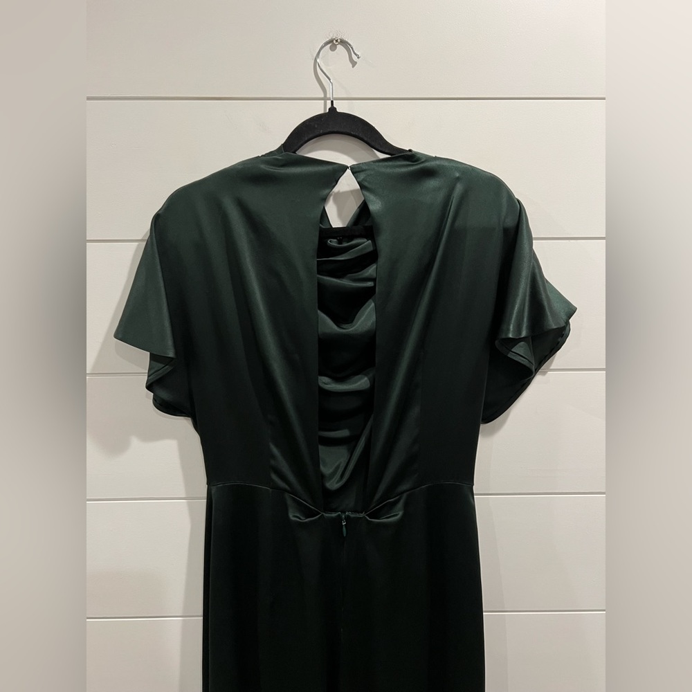 Christian Siriano green satin cowl neck gown - Picture 4 of 5